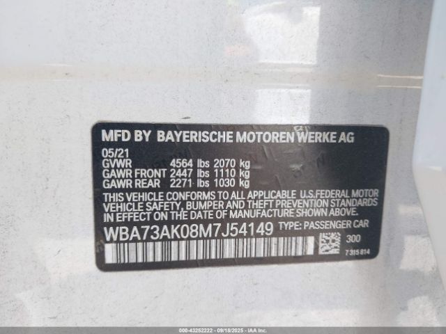 2021 BMW 228I GRAN COUPE WBA73AK08M7J54149 Photo 8