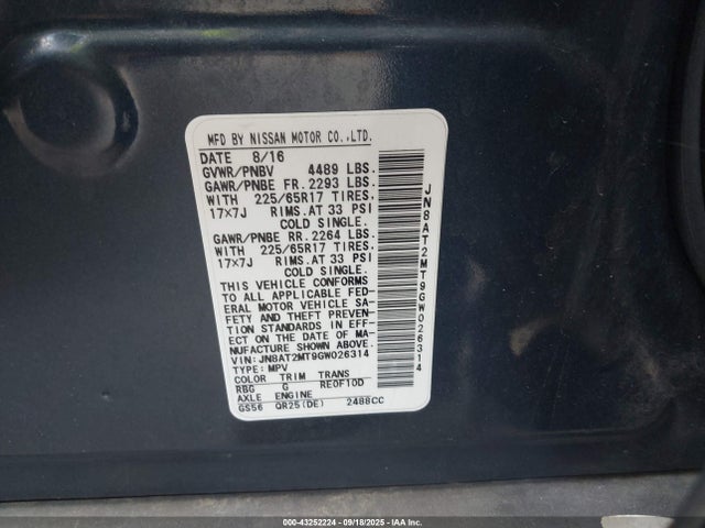 Nissan 2016 2016 JN8AT2MT9GW026314 Image 9