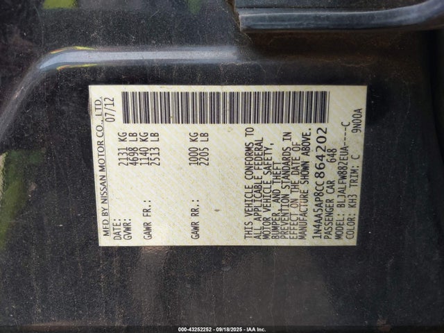 2012 NISSAN MAXIMA 1N4AA5AP8CC864202 Photo 8