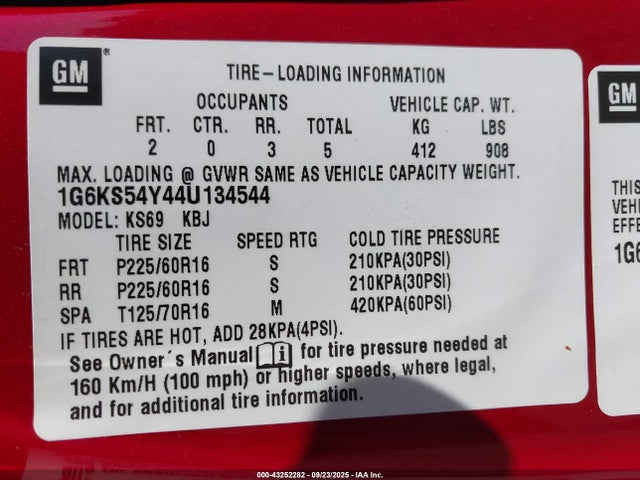 2004 CADILLAC SEVILLE 1G6KS54Y44U134544 Photo 8