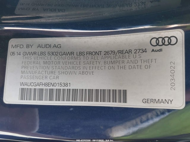 2014 AUDI S5 WAUCGAFH8EN015381 Photo 8