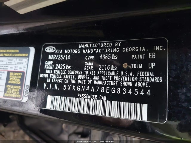 5XXGN4A78EG334544 KIA dohc gdi theta ii