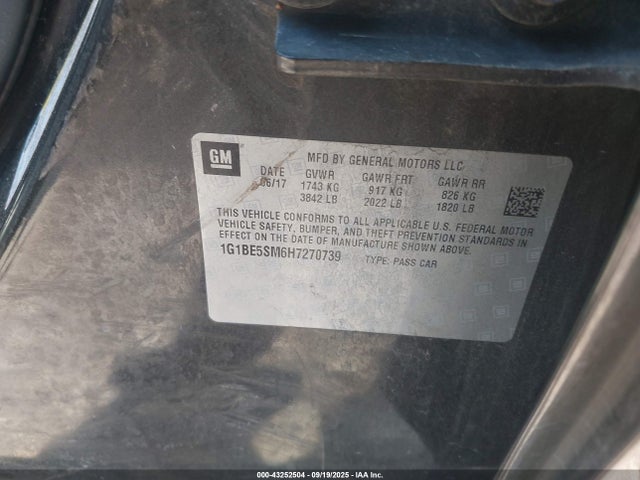 1G1BE5SM6H7270739 Chevrolet le2 -di: direct injection, vvt: variable valve timing, gen, alum