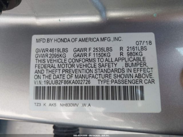 2019 ACURA TLX 19UUB2F86KA002726 Photo 8
