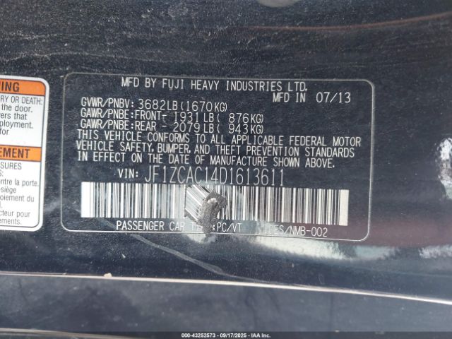 2013 SUBARU BRZ JF1ZCAC14D1613611 Photo 8
