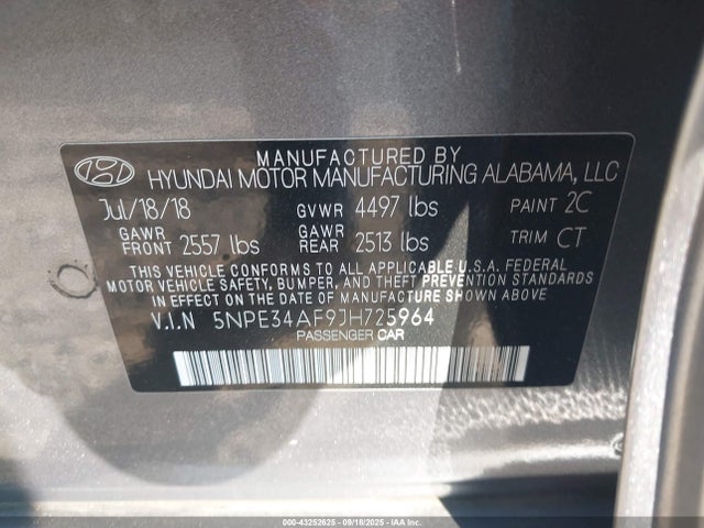 5NPE34AF9JH725964 Hyundai gdi theta-ii