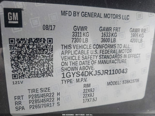 2018 CADILLAC ESCALADE 1GYS4DKJ5JR110043 Photo 8