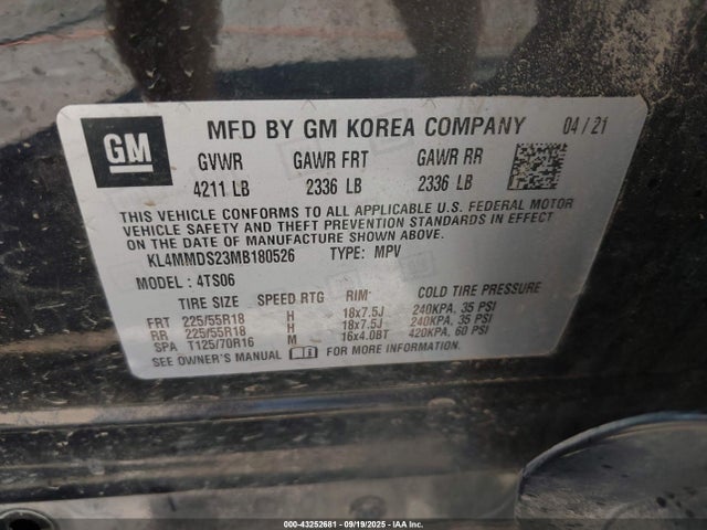 KL4MMDS23MB180526 Buick lih - e0-15, di, l3, vvt, alum, css prime