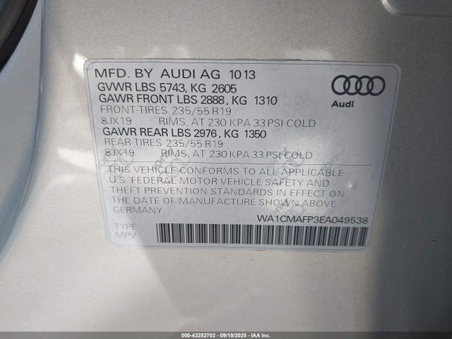 Audi 2014 2014 WA1CMAFP3EA049538 Image 9
