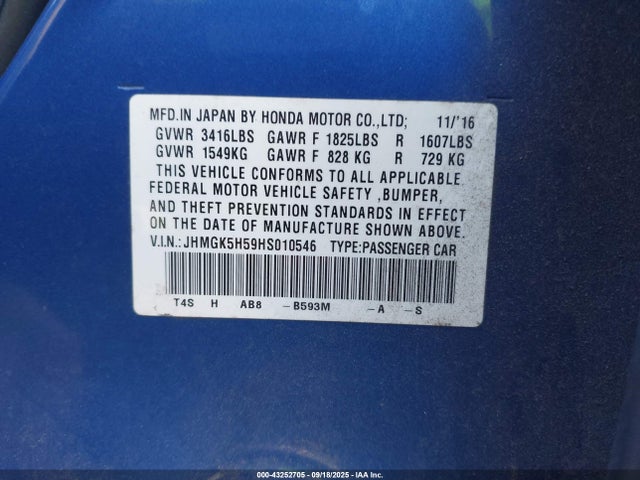 JHMGK5H59HS010546 Honda l15b1/l15b3