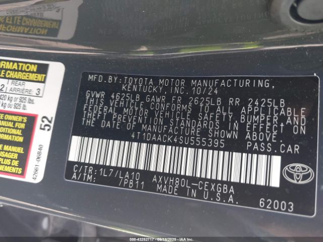 2025 TOYOTA CAMRY 4T1DAACK4SU555395 Photo 10