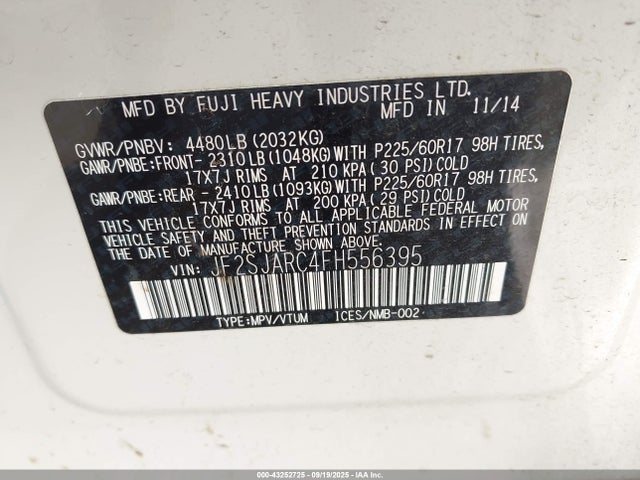 JF2SJARC4FH556395 Subaru Forester 2.5i Limited