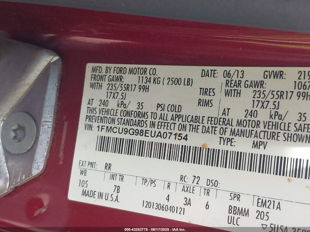 Ford 2014 2014 1FMCU9G98EUA07154 Image 9