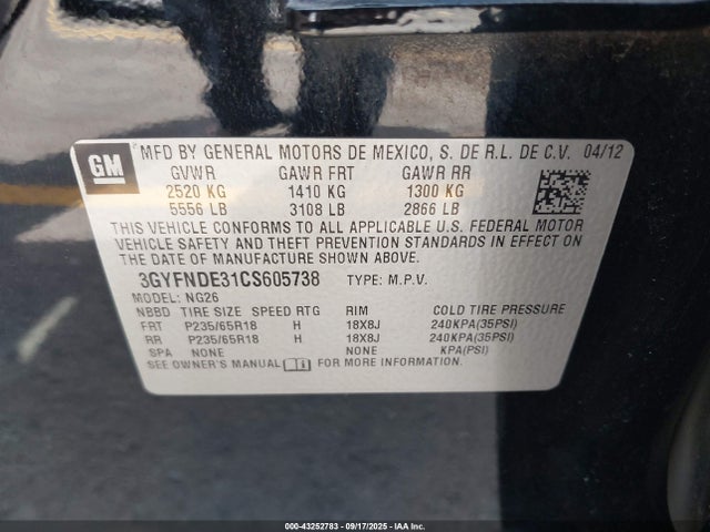 2012 CADILLAC SRX 3GYFNDE31CS605738 Photo 8