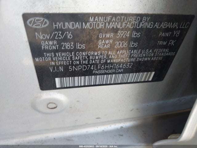 5NPD74LF6HH164632 Hyundai Elantra