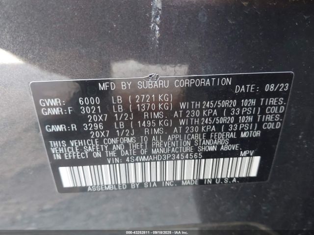 2023 SUBARU ASCENT 4S4WMAHD3P3454565 Photo 8