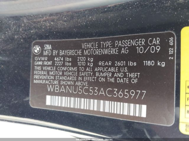 2010 BMW 528I WBANU5C53AC365977 Photo 8