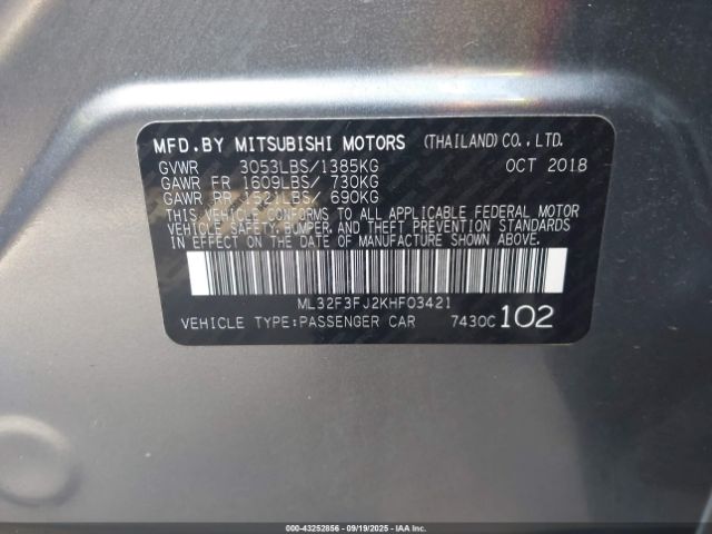 2019 MITSUBISHI MIRAGE G4 ML32F3FJ2KHF03421 Photo 8