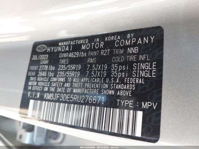 2024 HYUNDAI TUCSON KM8JF3DE5RU276671 Photo 8