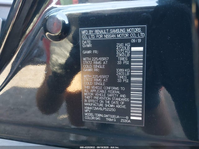 Nissan 2020 2020 KNMAT2MV6LP521250 Image 9