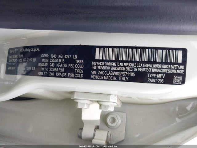 ZACCJABW8GPD71185 Jeep Renegade