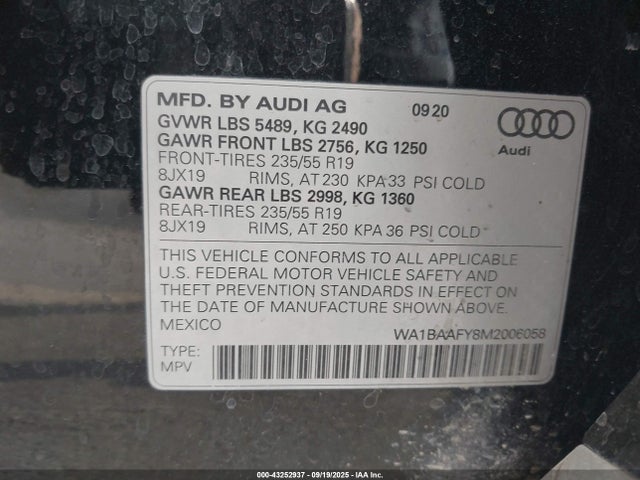 2021 AUDI Q5 WA1BAAFY8M2006058 Photo 8