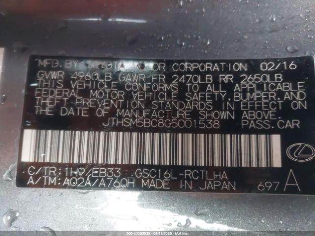 2016 LEXUS RC 300 JTHSM5BC8G5001538 Photo 8