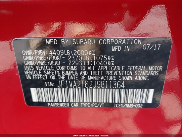 2018 SUBARU WRX STI JF1VA2T62J9811364 Photo 8