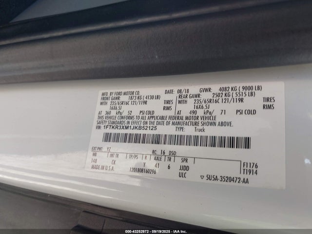 1FTKR3XM1JKB52125 Ford Transit