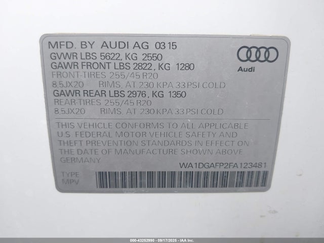 Audi 3.0t 2015 WA1DGAFP2FA123481 Image 9