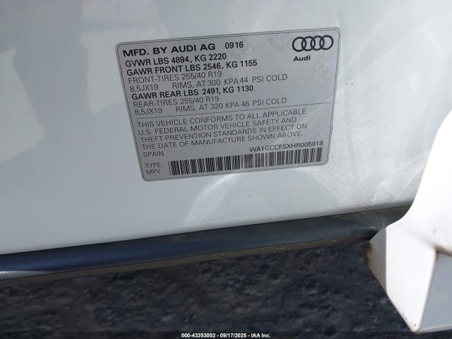 WA1GCCFSXHR005918 Audi Q3