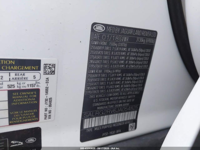 SALRG2RV6JA054825 Land Rover aj126