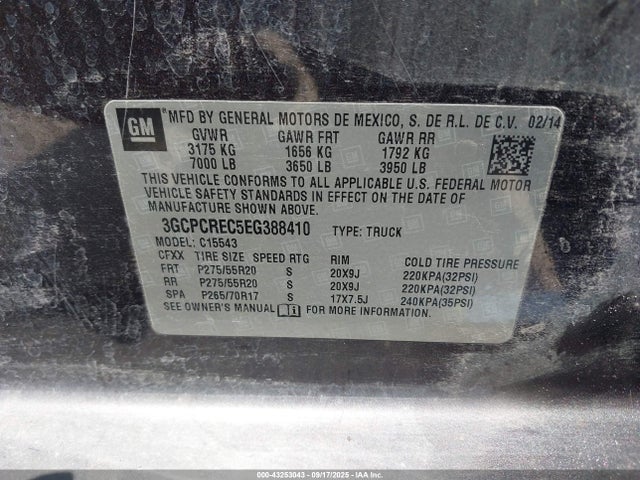 3GCPCREC5EG388410 Chevrolet l83 - vvt, afm (active fuel management), aluminum
