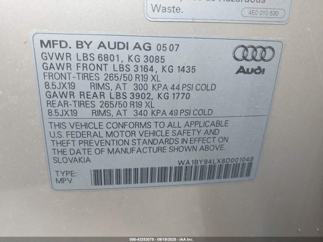 2008 AUDI Q7 WA1BY94LX8D001049 Photo 8