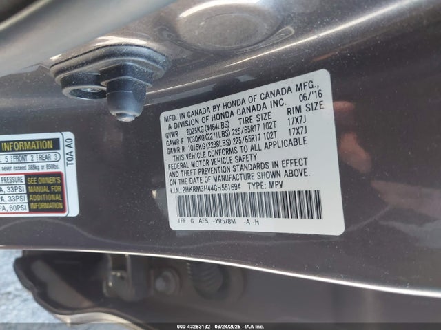 2HKRM3H44GH551694 Honda k24w9