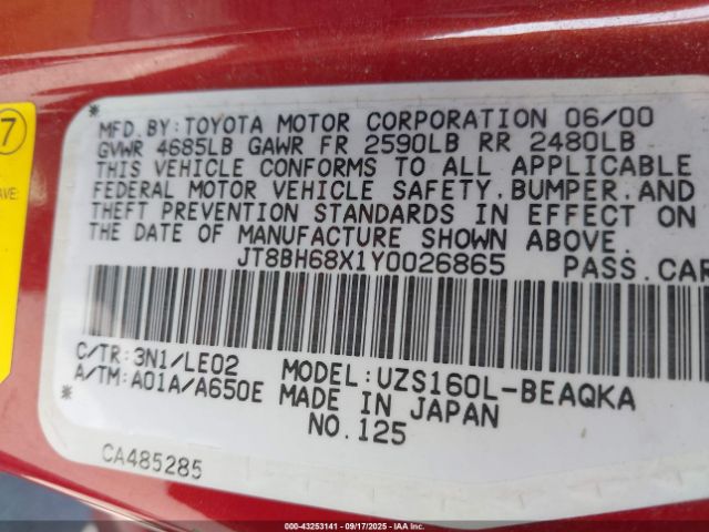 2000 LEXUS GS 400 JT8BH68X1Y0026865 Photo 8