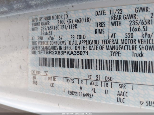 1FTBR2X83PKA35071 Ford 3.5l v6 cyclone