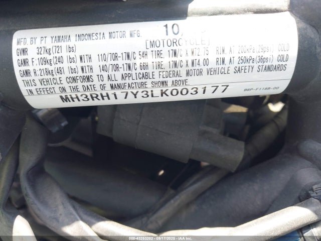 MH3RH17Y3LK003177 Yamaha Yzf-r3