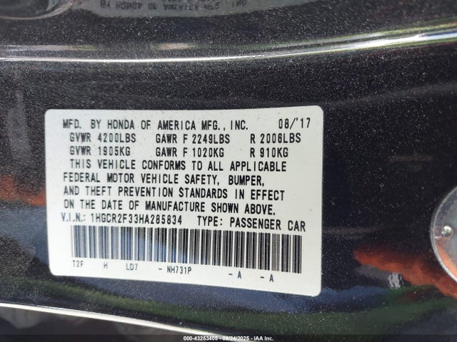 1HGCR2F33HA285834 Honda k24w1