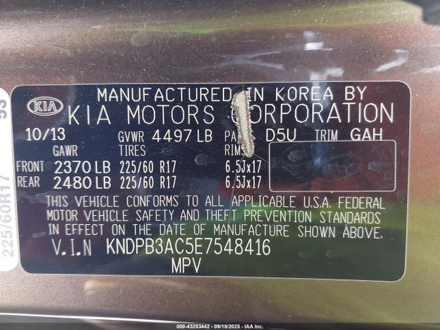 KIA dohc gdi theta ii 2014 KNDPB3AC5E7548416 Image 9