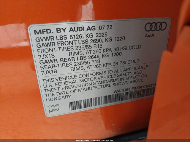 2022 AUDI Q3 WA1DECF3XN1150215 Photo 8