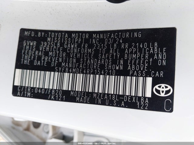 5YFB4MDE4RP154210 Toyota m20a-fks