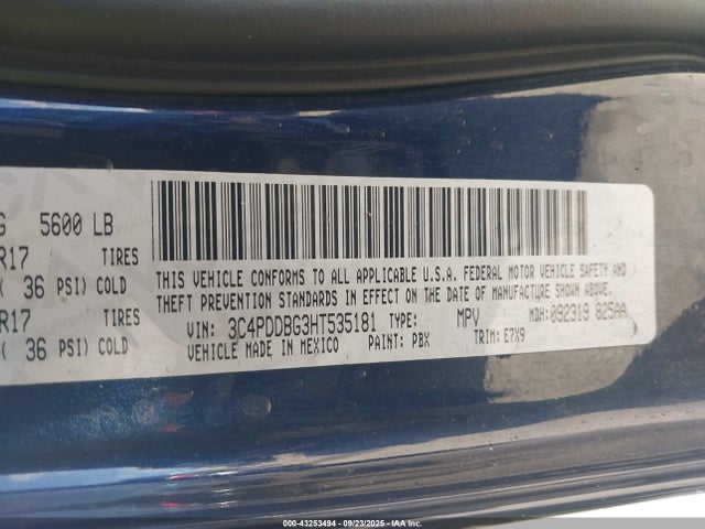 3C4PDDBG3HT535181 Dodge 2017
