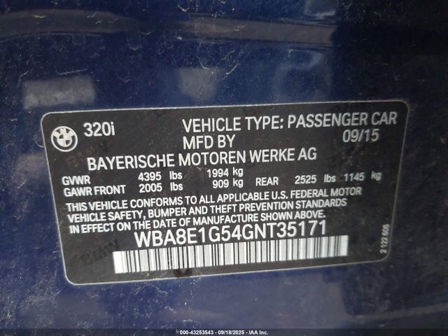 WBA8E1G54GNT35171 BMW 320i