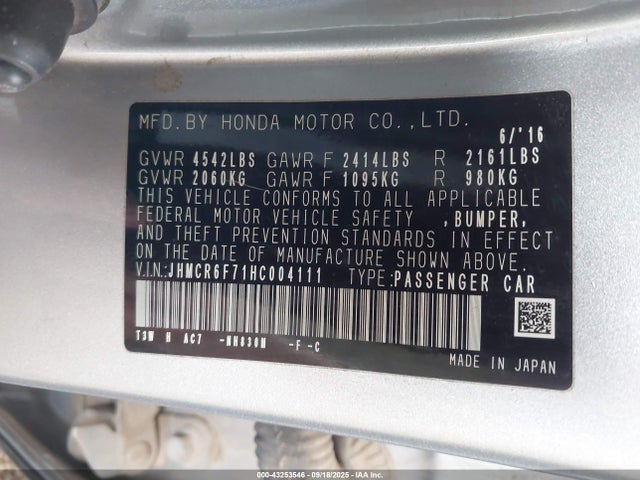 Honda lfa1 2017 JHMCR6F71HC004111 Image 9