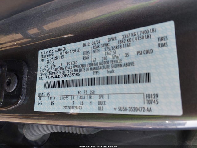 1FTFW3LD6RFA55085 Ford 2024