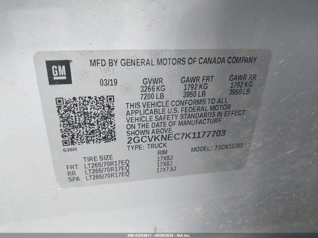 2GCVKNEC7K1177703 Chevrolet Silverado 1500 Ld Wt