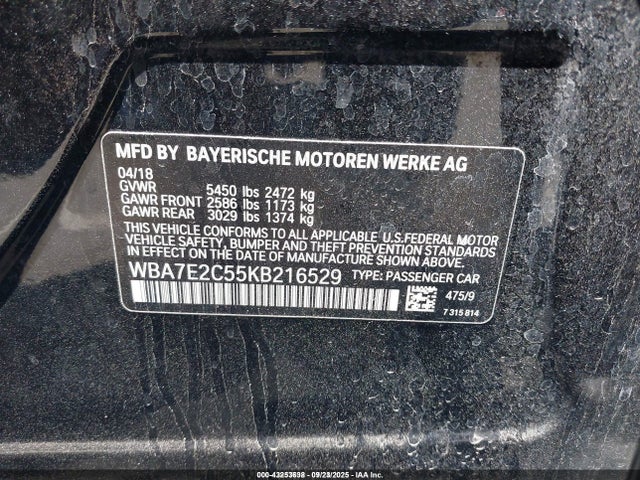 BMW 740I 2019 WBA7E2C55KB216529 Image 9