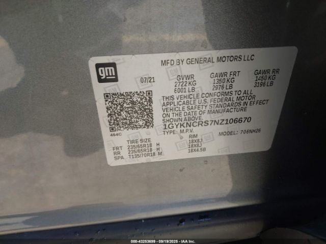 2022 CADILLAC XT5 1GYKNCRS7NZ106670 Photo 8