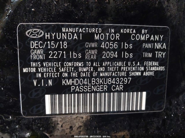 KMHD04LB3KU843297 Hyundai g 1.6 dohc t-gdi